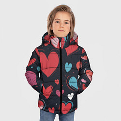 Куртка зимняя для мальчика Сердечный паттерн, цвет: 3D-светло-серый — фото 2