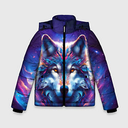 Куртка зимняя для мальчика Волк и звезды, цвет: 3D-светло-серый