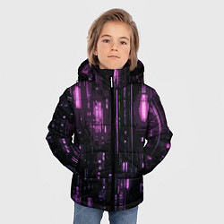 Куртка зимняя для мальчика Киберпанк светящиеся фиолетовые элементы, цвет: 3D-красный — фото 2