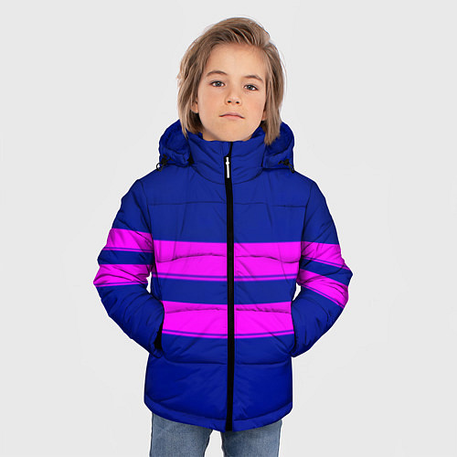 Зимняя куртка для мальчика Фриск frisk Undertale полосы / 3D-Светло-серый – фото 3