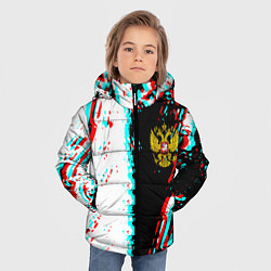 Куртка зимняя для мальчика Россия глитч краски текстура спорт, цвет: 3D-красный — фото 2