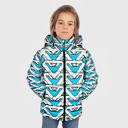 Зимняя куртка для мальчика Бело-синий узор / 3D-Светло-серый – фото 3