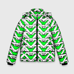 Куртка зимняя для мальчика Бело-зелёный узор, цвет: 3D-черный