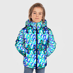 Куртка зимняя для мальчика Синий узор и бело-чёрная обводка, цвет: 3D-красный — фото 2