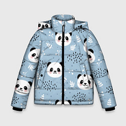 Куртка зимняя для мальчика Панды и цветочки, цвет: 3D-светло-серый