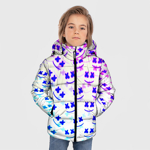 Зимняя куртка для мальчика Marshmello pattern neon / 3D-Светло-серый – фото 3