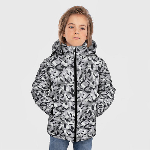 Зимняя куртка для мальчика Пикселированный городской серый камуфляж / 3D-Светло-серый – фото 3
