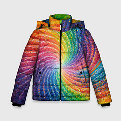 Куртка зимняя для мальчика Радужные узоры яркие, цвет: 3D-светло-серый