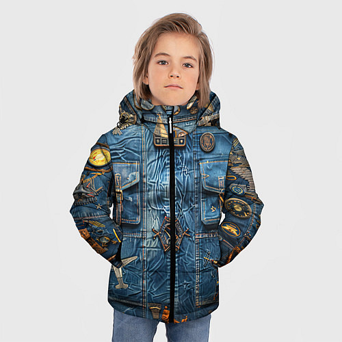 Зимняя куртка для мальчика Джинсы лётчика-авиатора / 3D-Светло-серый – фото 3