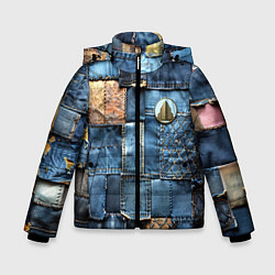 Куртка зимняя для мальчика Значок архитектора на джинсах, цвет: 3D-черный