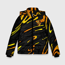 Куртка зимняя для мальчика Porsche - Желтые разводы, цвет: 3D-черный