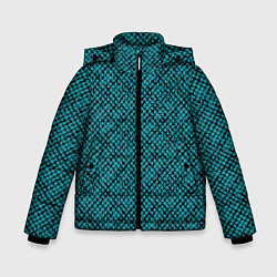 Куртка зимняя для мальчика Бирюзовый клетчатый паттерн, цвет: 3D-черный