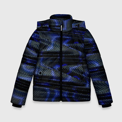 Зимняя куртка для мальчика Темно синие карбоновые волны / 3D-Красный – фото 1