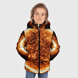 Куртка зимняя для мальчика Пылающее солнце крупным планом, цвет: 3D-светло-серый — фото 2