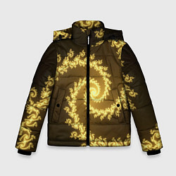 Куртка зимняя для мальчика Желтая спираль фракталов, цвет: 3D-черный