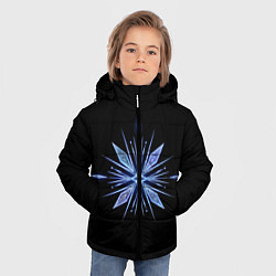 Куртка зимняя для мальчика Голубая снежинка на черном фоне, цвет: 3D-светло-серый — фото 2