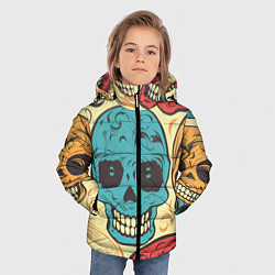 Куртка зимняя для мальчика Праздничные черепа, цвет: 3D-светло-серый — фото 2