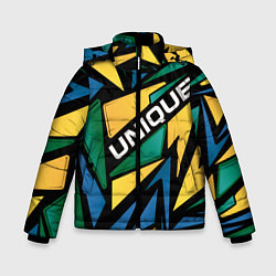 Куртка зимняя для мальчика Разноцветный геометрический узор - уникальный, цвет: 3D-светло-серый