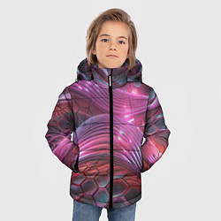 Куртка зимняя для мальчика Волны и гексагон сетка, цвет: 3D-черный — фото 2