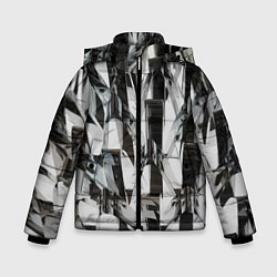 Куртка зимняя для мальчика Черно белые кристалы, цвет: 3D-черный