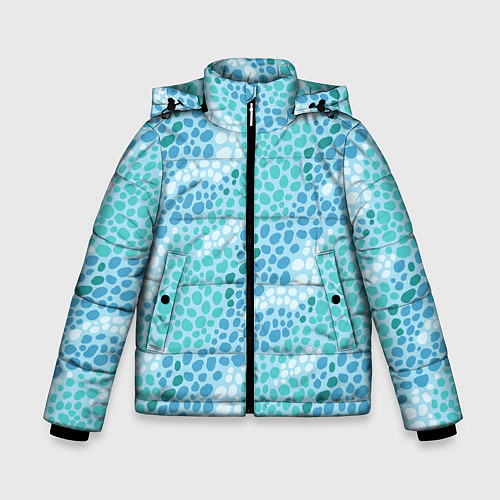 Зимняя куртка для мальчика Океанские волны из синих и бирюзовых камней / 3D-Красный – фото 1
