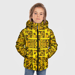 Куртка зимняя для мальчика Жёлтые фигуры с эффектом рыбьего глаза, цвет: 3D-черный — фото 2