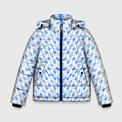 Зимняя куртка для мальчика Синие киберпанк ячейки на белом фоне