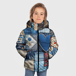 Куртка зимняя для мальчика Джинсовый пэчворк - нейросеть, цвет: 3D-черный — фото 2