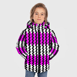 Куртка зимняя для мальчика Вертикальные бело-розовые полосы, цвет: 3D-светло-серый — фото 2