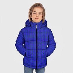 Куртка зимняя для мальчика Паттерн зеленые круги на синем, цвет: 3D-черный — фото 2
