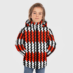 Куртка зимняя для мальчика Вертикальные красно-белые полосы, цвет: 3D-светло-серый — фото 2