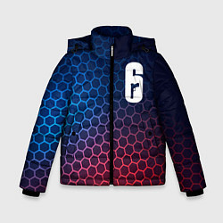Куртка зимняя для мальчика Rainbow Six неоновые соты, цвет: 3D-черный
