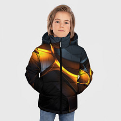 Куртка зимняя для мальчика Разлом черных плит и оранжевая лава, цвет: 3D-светло-серый — фото 2