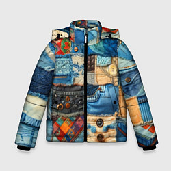 Куртка зимняя для мальчика Vanguard denim patchwork - ai art, цвет: 3D-черный