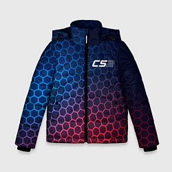 Куртка зимняя для мальчика Counter Strike 2 неоновые соты, цвет: 3D-черный