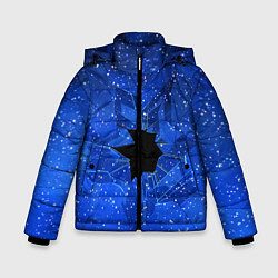 Куртка зимняя для мальчика Расколотое стекло - звездное небо, цвет: 3D-черный