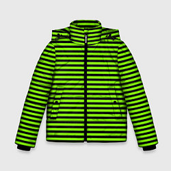 Куртка зимняя для мальчика Кислотный зелёный в чёрную полоску, цвет: 3D-черный