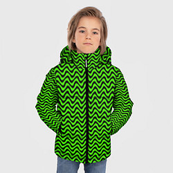 Куртка зимняя для мальчика Искажённые полосы кислотный зелёный, цвет: 3D-черный — фото 2