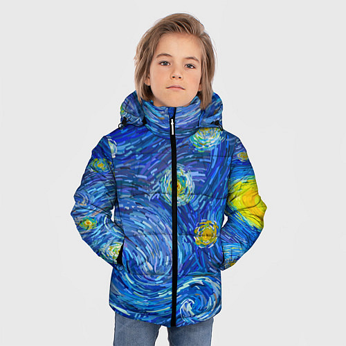 Зимняя куртка для мальчика Мазки ван гога / 3D-Светло-серый – фото 3