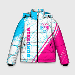 Куртка зимняя для мальчика Borussia neon gradient style вертикально, цвет: 3D-черный