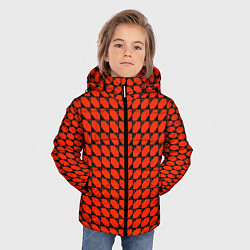 Куртка зимняя для мальчика Красные лепестки шестиугольники, цвет: 3D-черный — фото 2