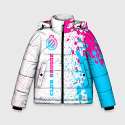 Куртка зимняя для мальчика Club Brugge neon gradient style по-вертикали, цвет: 3D-черный