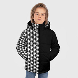 Куртка зимняя для мальчика Белые треугольники на чёрном фоне, цвет: 3D-светло-серый — фото 2