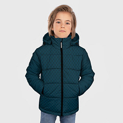 Куртка зимняя для мальчика Тёмный сине-зелёный паттерн сеточка, цвет: 3D-черный — фото 2