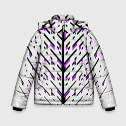 Куртка зимняя для мальчика Black and purple stripes on a white background, цвет: 3D-черный