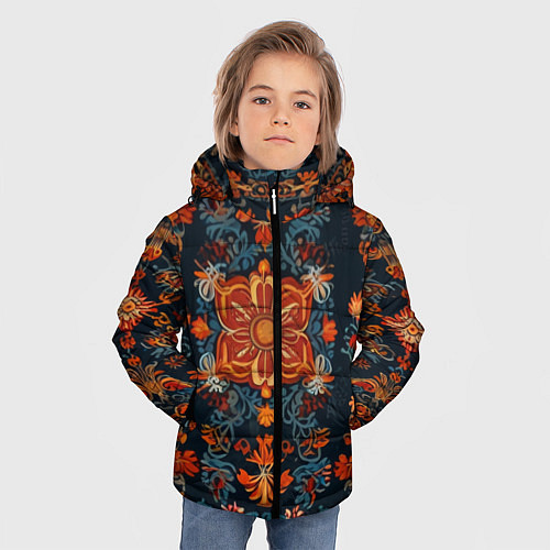 Зимняя куртка для мальчика Текстуры в славянском стиле / 3D-Светло-серый – фото 3