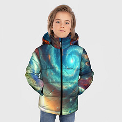 Куртка зимняя для мальчика Неоновая далёкая галактика - нейросеть, цвет: 3D-черный — фото 2