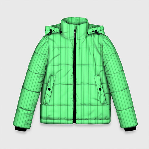 Зимняя куртка для мальчика Райский зелёный полосатый / 3D-Светло-серый – фото 1