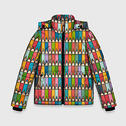 Куртка зимняя для мальчика Паттерн с цветными карандашами, цвет: 3D-красный