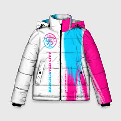 Зимняя куртка для мальчика Manchester City neon gradient style по-вертикали